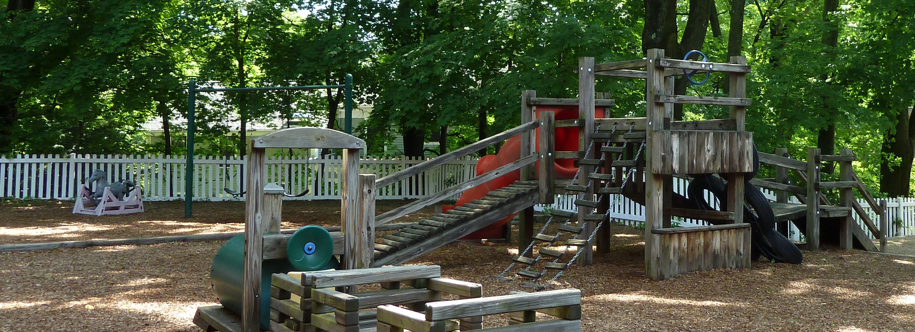 Plymouth Nursery School has a large, shaded, private playground, where we go out to play throughout the year.